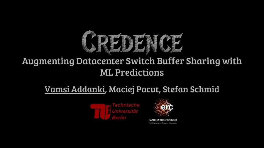 First slide of Credence: Augmenting Datacenter Switch Buffer Sharing with ML Predictions