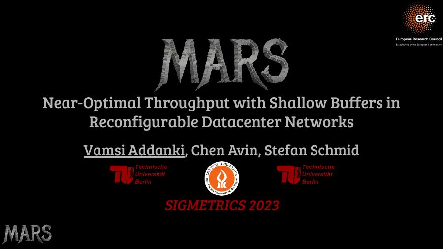 First slide of Mars: Near-Optimal Throughput with Shallow Buffers in Reconfigurable Datacenter Networks